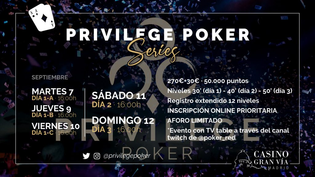 Torneo de poker Privilege Poker Series, Casino Gran Vía.