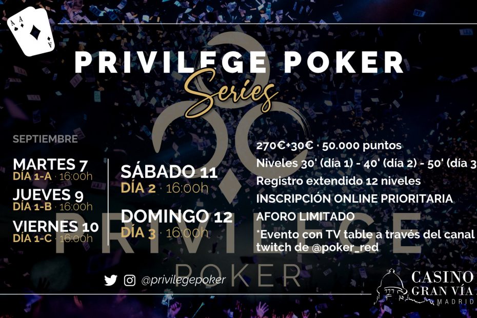 Torneo de poker Privilege Poker Series, Casino Gran Vía.